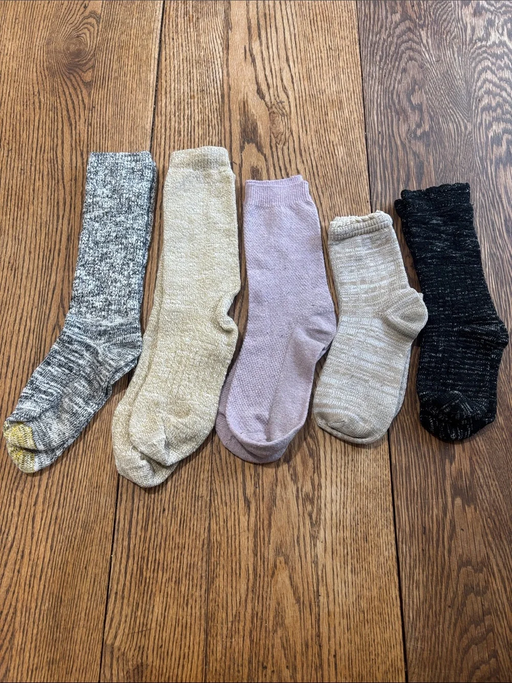 Cozy Crew Sock Set in Lavender, Beige, Gray, Tan & Black